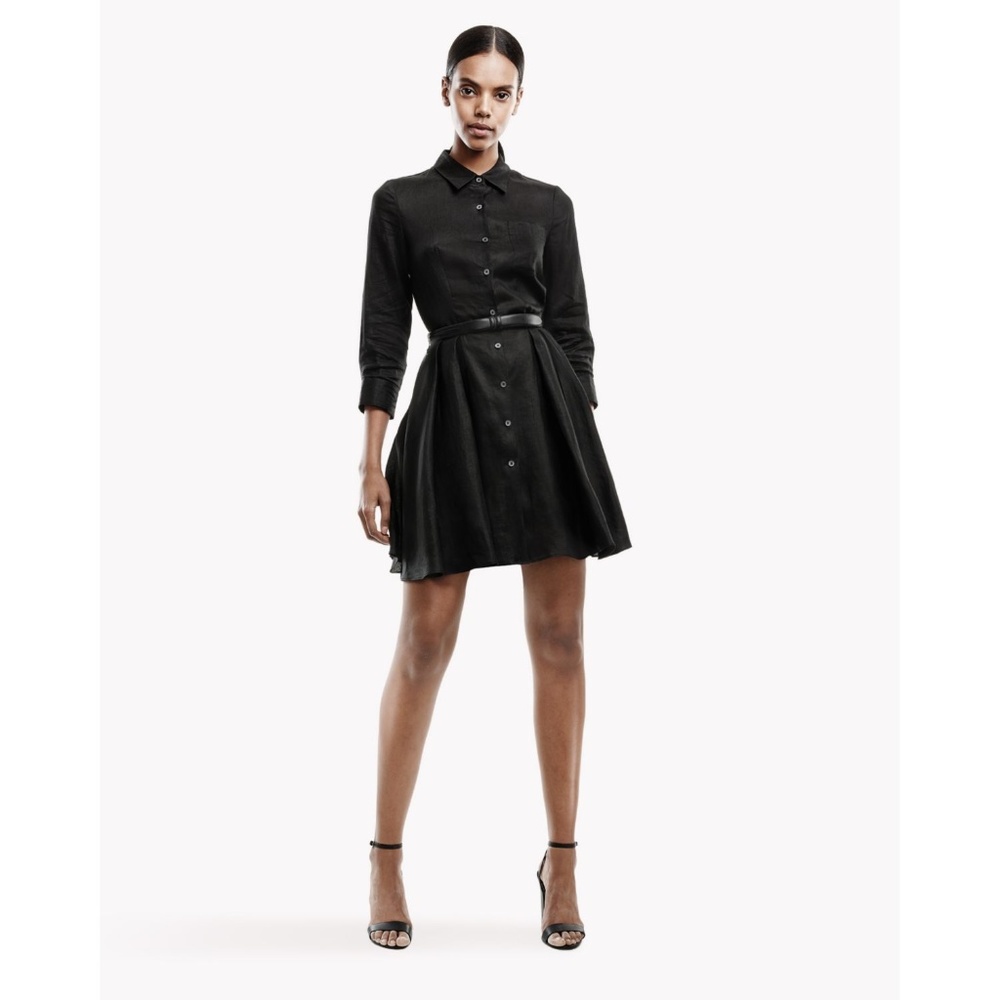 Theory Jalyis Pleated Button Down Shirt Dress